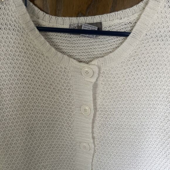 Ami Sanzuri Womens Sweater Ivory Buttons Pockets Cap Sleeves Acrylic Pullover M - Picture 3 of 6